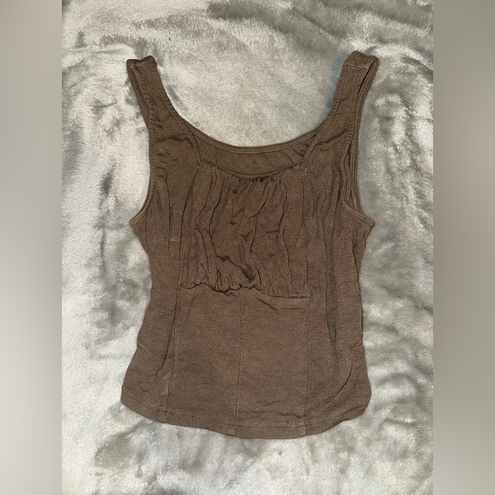 Ruched cropped tank top - Brown